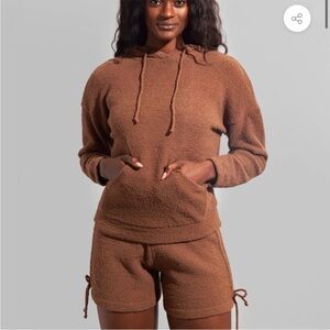 Womens Buff Bunny Loop Yarn Teddy Hoodie